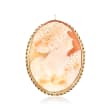 C. 1970 Vintage Pink Shell Cameo Pin Pendant in 14kt Yellow Gold