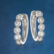 1.00 ct. t.w. Bezel-Set Diamond Hoop Earrings in 14kt White Gold