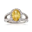 C. 2000 Vintage 3.48 ct. t.w. Certified White and Yellow Diamond Halo Ring in 18kt White Gold