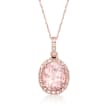 3.30 Carat Morganite and .20 ct. t.w. Diamond Pendant Necklace in 14kt Rose Gold