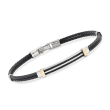 ALOR Men's Black Stainless Steel Cable Bar Bracelet With 18kt Yellow Gold