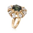 C. 1990 Vintage 1.80 Carat Green Tourmaline and .75 ct. t.w. Diamond Ring in 18kt Yellow Gold