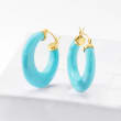 Simulated Turquoise Hoop Earrings in 14kt Yellow Gold