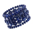 Lapis Jewelry Set: Five Bead Stretch Bracelets