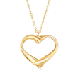 Italian 14kt Yellow Gold Open-Space Heart Pendant Necklace