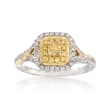 Gregg Ruth .68 ct. t.w. Yellow and White Diamond Ring in 18kt Two-Tone Gold