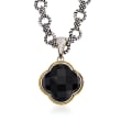 Andrea Candela Black Onyx Clover Pendant Necklace with Diamonds in Two-Tone