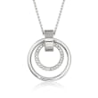 Swarovski Crystal &quot;Hollow&quot; Pave Crystal Medium Double Circle Pendant Necklace in Silvertone