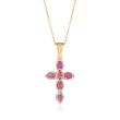 .70 ct. t.w. Marquise Ruby Cross Pendant Necklace in 18kt Gold Over Sterling