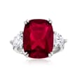12.70 Carat Simulated Ruby and 1.75 ct. t.w. CZ Ring in Sterling Silver