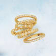 2.50 ct. t.w. CZ Jewelry Set: Five Eternity Bands in 18kt Gold Over Sterling