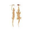 .19 ct. t.w. Garnet and 1.50 ct. t.w. Citrine Fish and Lizard Front-Back Earrings in 18kt Gold Over Sterling  