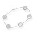 Mother-Of-Pearl and .80 ct. t.w. CZ Station Bracelet in Sterling Silver