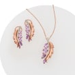 1.10 ct. t.w. Amethyst Leaf Pendant Necklace with Diamond Accents in 14kt Rose Gold