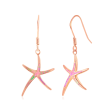 Pink Synthetic Opal Starfish Drop Earrings in 18kt Rose Gold Over Sterling