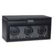 &quot;Viceroy&quot; Black Faux Leather Triple Watch Winder with Storage by Wolf Designs