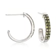 .25 ct. t.w. Green Diamond Petite J-Hoop Earrings in Sterling Silver