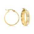 Italian 14kt Two-Tone Gold Greek Key Hoop Earrings 