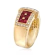 C. 1990 Vintage 1.50 ct. t.w. Ruby and 1.35 ct. t.w. Diamond Buckle Ring in 18kt Yellow Gold