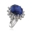 C. 1970 Vintage 11.5x9mm Black Opal and .28 ct. t.w. Diamond Ring in Platinum