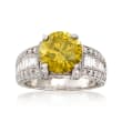 C. 2000 Vintage 4.38 ct. t.w. Certified Yellow and White Diamond Ring in 18kt White Gold
