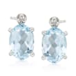1.30 ct. t.w. Aquamarine Stud Earrings with Diamond Accents in 14kt White Gold