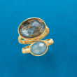 Labradorite and Blue Onyx Ring in 18kt Gold Over Sterling