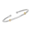 Phillip Gavriel &quot;Italian Cable&quot; Sterling Silver Cuff Bracelet with 18kt Yellow Gold