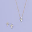 .14 ct. t.w. Diamond Cross Necklace in 14kt Yellow Gold