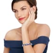 Belle Etoile &quot;Adina&quot; Lapis and 1.00 ct. t.w. CZ Bangle Bracelet in Sterling Silver