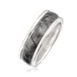 Men's 8mm Tungsten Carbide and Meteorite Center Wedding Ring