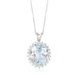 6.75 Carat Aquamarine and .60 ct. t.w. Diamond Pendant Necklace in 14kt White Gold 