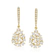 .77 ct. t.w. Baguette and Round Diamond Mosaic Drop Earrings in 18kt Yellow Gold