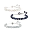 Sterling Silver Jewelry Set: Multicolored 6-7mm Cultured Pearl Bolo Bracelets