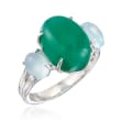 Green and Blue Chalcedony Ring in Sterling Silver
