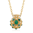 C. 1990 Vintage 18.00 ct. t.w. Emerald and .59 ct. t.w. Diamond Necklace in 18kt and 22kt Yellow Gold