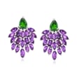 4.60 ct. t.w. Amethyst and 1.20 ct. t.w. Chrome Diopside Drop Earrings in Sterling Silver