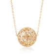 Italian 14kt Yellow Gold Floral Openwork Bead Necklace