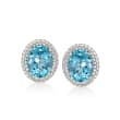 4.87 ct. t.w. Aquamarine and .62 ct. t.w. Diamond Earrings in 18kt White Gold