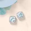 2.60 ct. t.w. Aquamarine and .20 ct. t.w. Diamond Earrings in 14kt White Gold