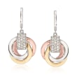 .62 ct. t.w. Diamond Triple-Drop Earrings in 14kt Tri-Colored Gold 