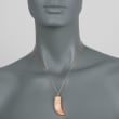 C. 1970 Vintage Pink Shell Horn Pendant Necklace in 14kt Yellow Gold 18-inch
