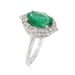 2.80 Carat Emerald and .62 ct. t.w. Diamond Ring in 18kt White Gold