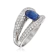 C. 2000 Vintage 1.95 Carat Sapphire and 1.10 ct. t.w. Diamond Ring in 14kt White Gold