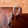 Sterling Silver Greek Key Oval Hoop Earrings