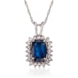 1.15 Carat Sapphire and .15 ct. t.w. Diamond Pendant Necklace in 14kt White Gold
