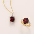 3.90 Carat Garnet and .26 ct. t.w. Diamond Pendant Necklace in 14kt Yellow Gold