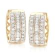 1.00 ct. t.w. Baguette and Round Diamond Hoop Earrings in 18kt Gold Over Sterling