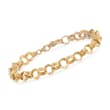 Italian 14kt Yellow Gold Textured and Polished Circle-Link Bracelet