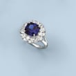 5.50 ct. t.w. Simulated Sapphire and 2.50 ct. t.w. CZ Ring in Sterling Silver